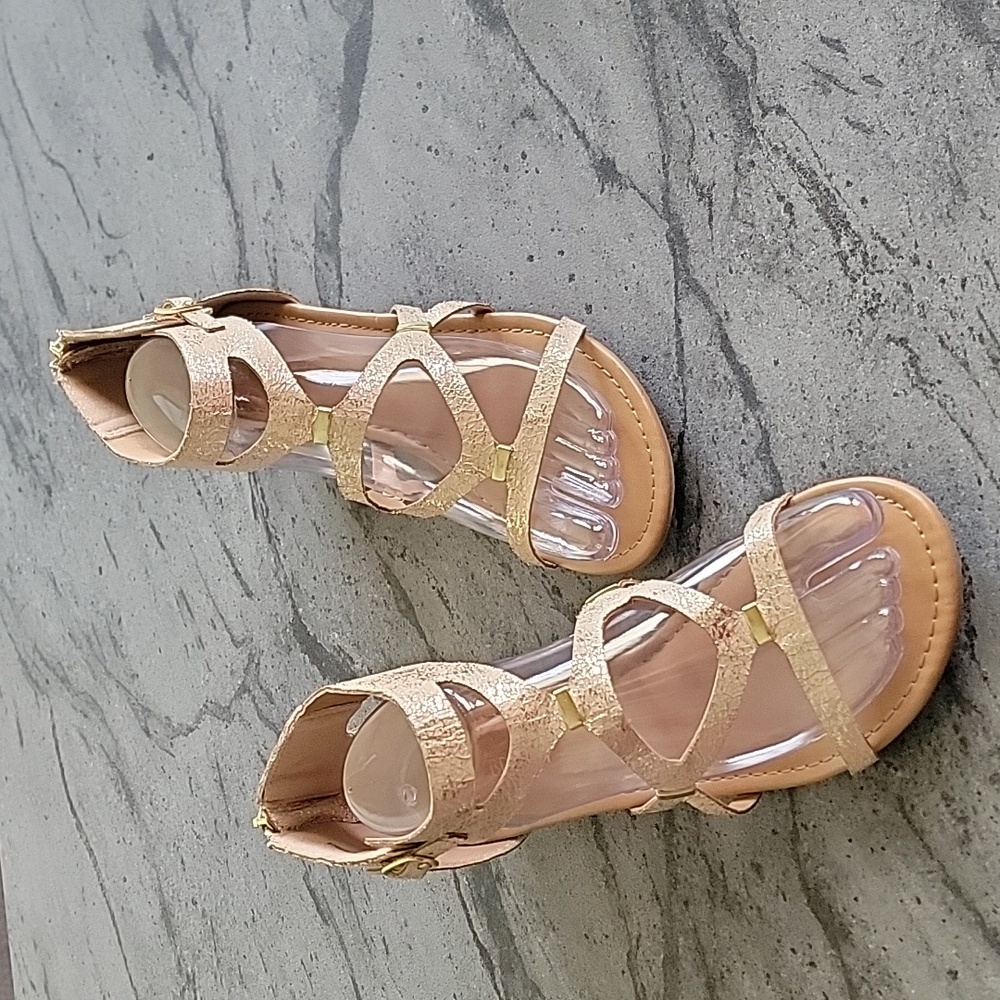Lane Bryant Distressed Gladiator Sandals goldish/tan color 9W